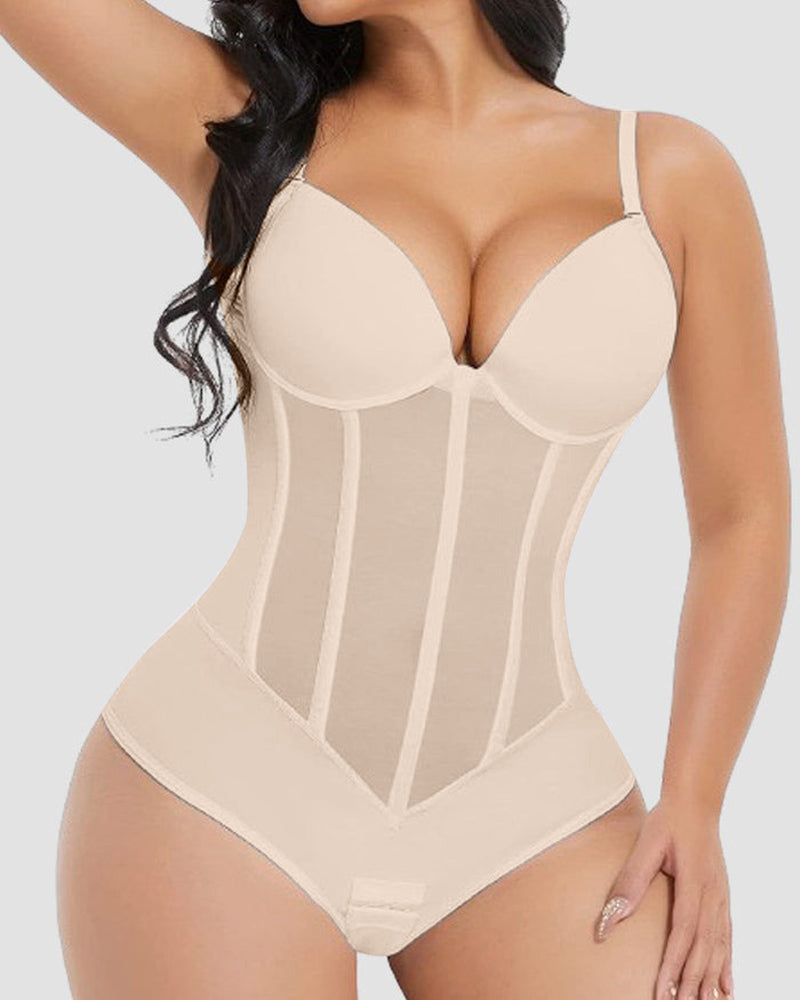 SODIA | DAMES DOORZICHTIGE MESH CORSAG BODYSUIT MET BUIK-EFFECT