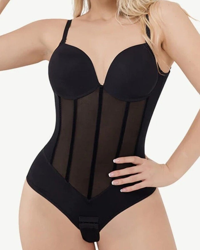 SODIA | DAMES DOORZICHTIGE MESH CORSAG BODYSUIT MET BUIK-EFFECT