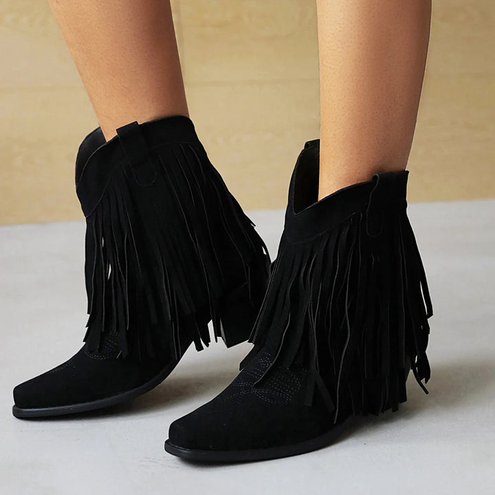 JENNY | Cowboy Stiefeletten mit Fransen-Tassel