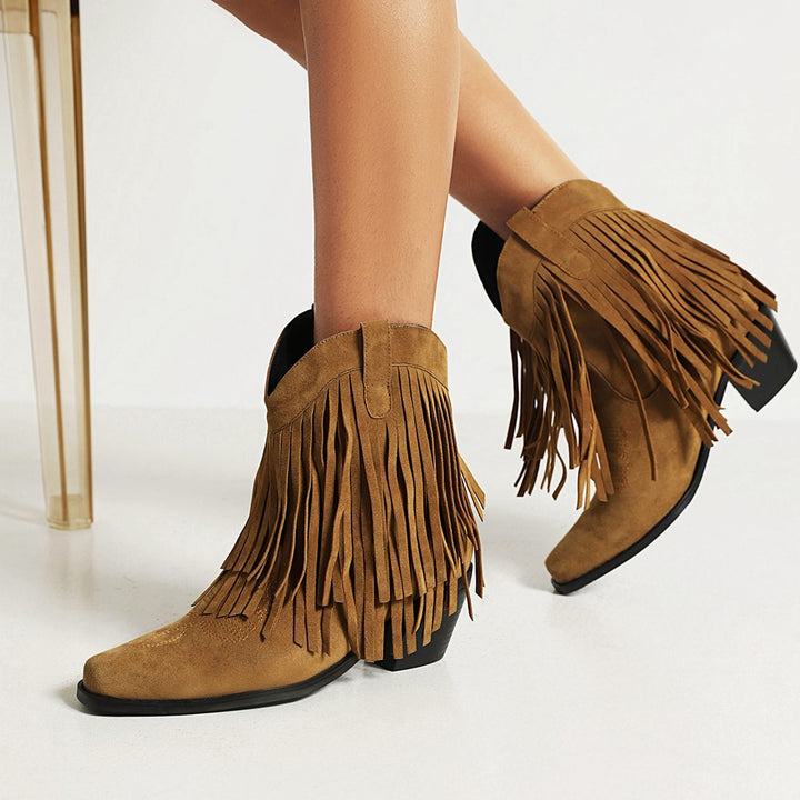 JENNY | Cowboy Stiefeletten mit Fransen-Tassel