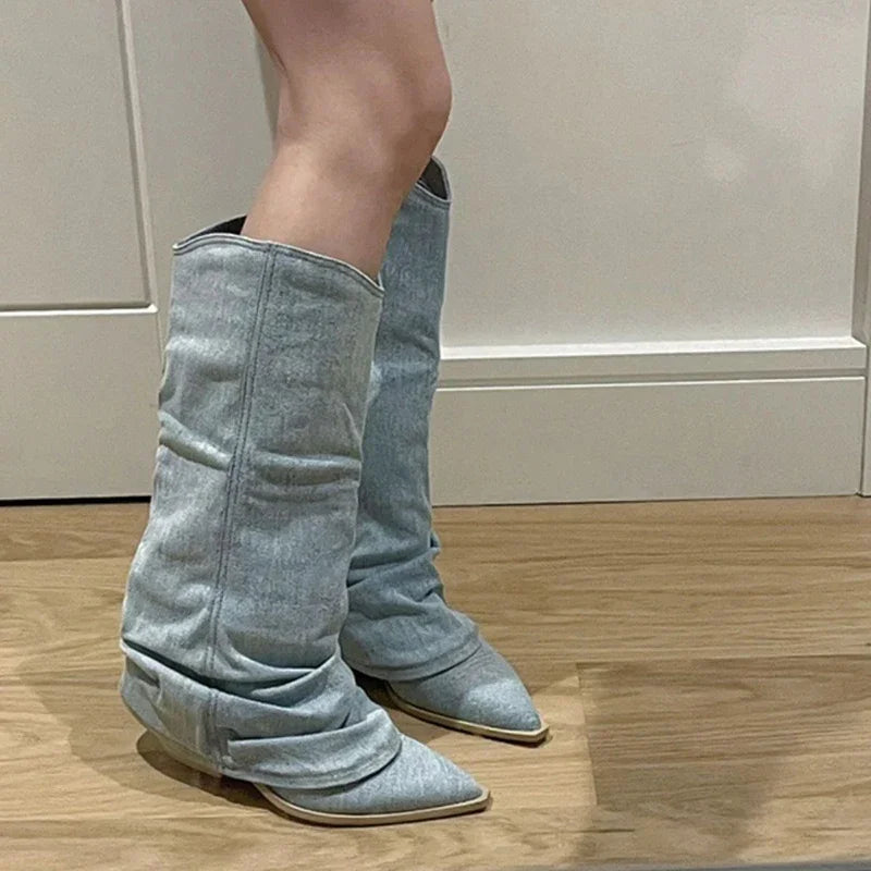 DANICA | Western Lange Stiefel mit Schlupf