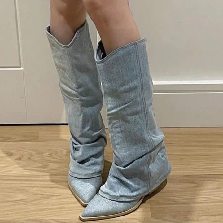 DANICA | Western Lange Stiefel mit Schlupf