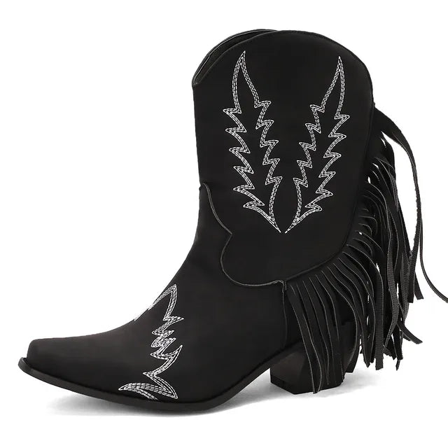 JENNY | Cowboy Stiefeletten mit Fransen-Tassel