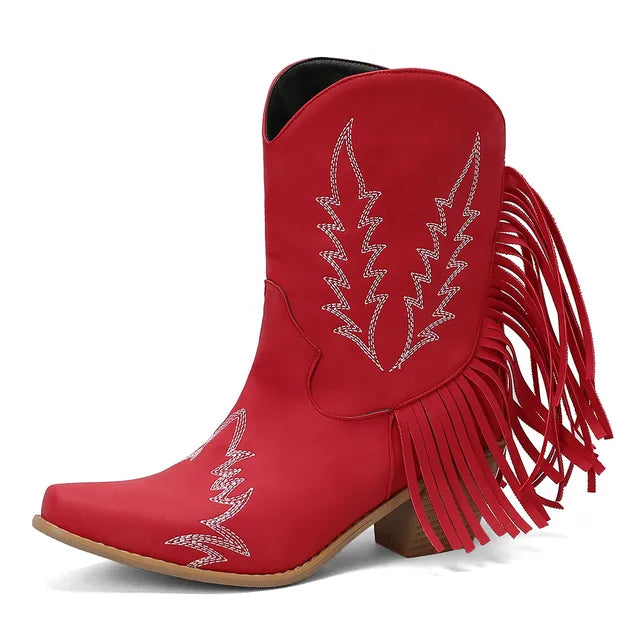 JENNY | Cowboy Stiefeletten mit Fransen-Tassel