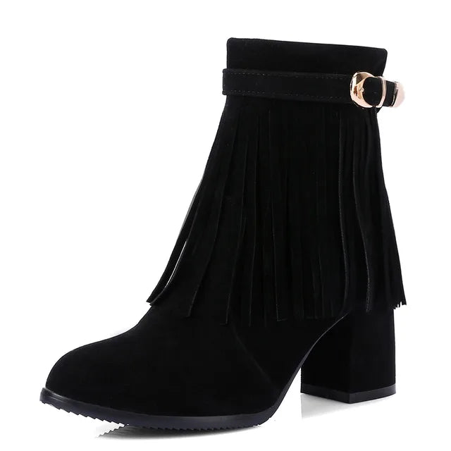 JENNY | Cowboy Stiefeletten mit Fransen-Tassel