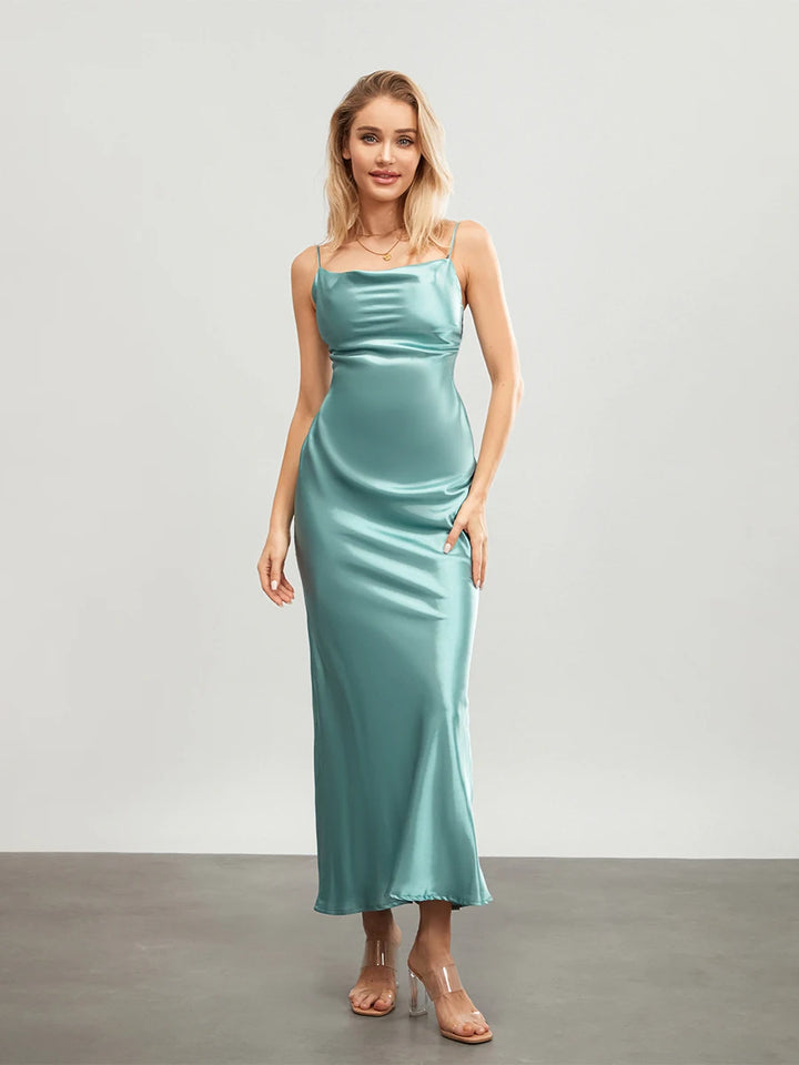 ALEXA | Elegantes Satin-Spaghetti-Träger-Kleid