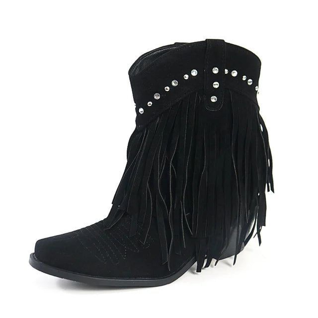 JENNY | Cowboy Stiefeletten mit Fransen-Tassel