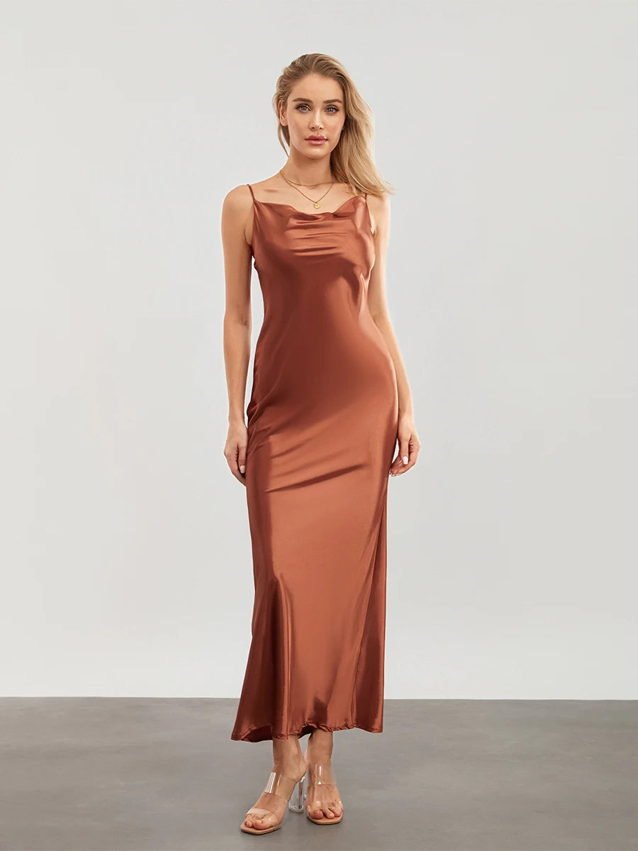 ALEXA | Elegantes Satin-Spaghetti-Träger-Kleid