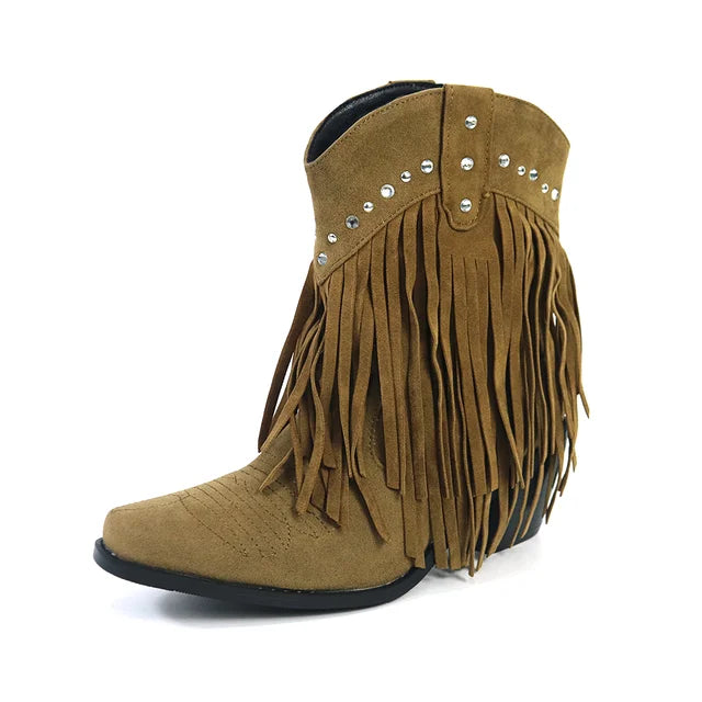 JENNY | Cowboy Stiefeletten mit Fransen-Tassel