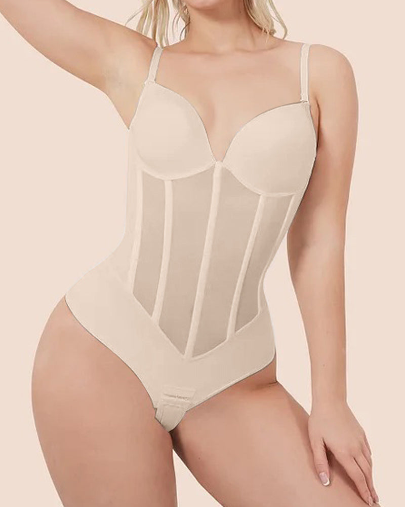 SODIA | DAMEN SHEER MESH KORSAG BODY MIT BAUCHWEG-EFFEKT