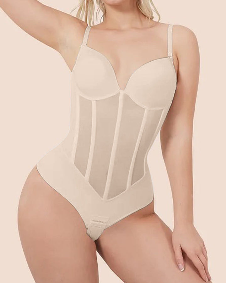 SODIA | DAMES DOORZICHTIGE MESH CORSAG BODYSUIT MET BUIK-EFFECT