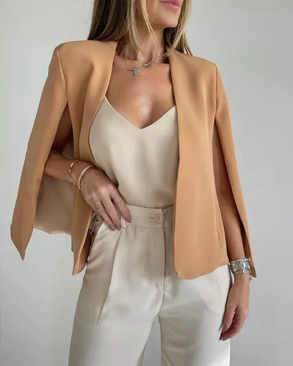 CLEO | Offene Vorderseite Blazer-Mantel mit Schulterpolstern